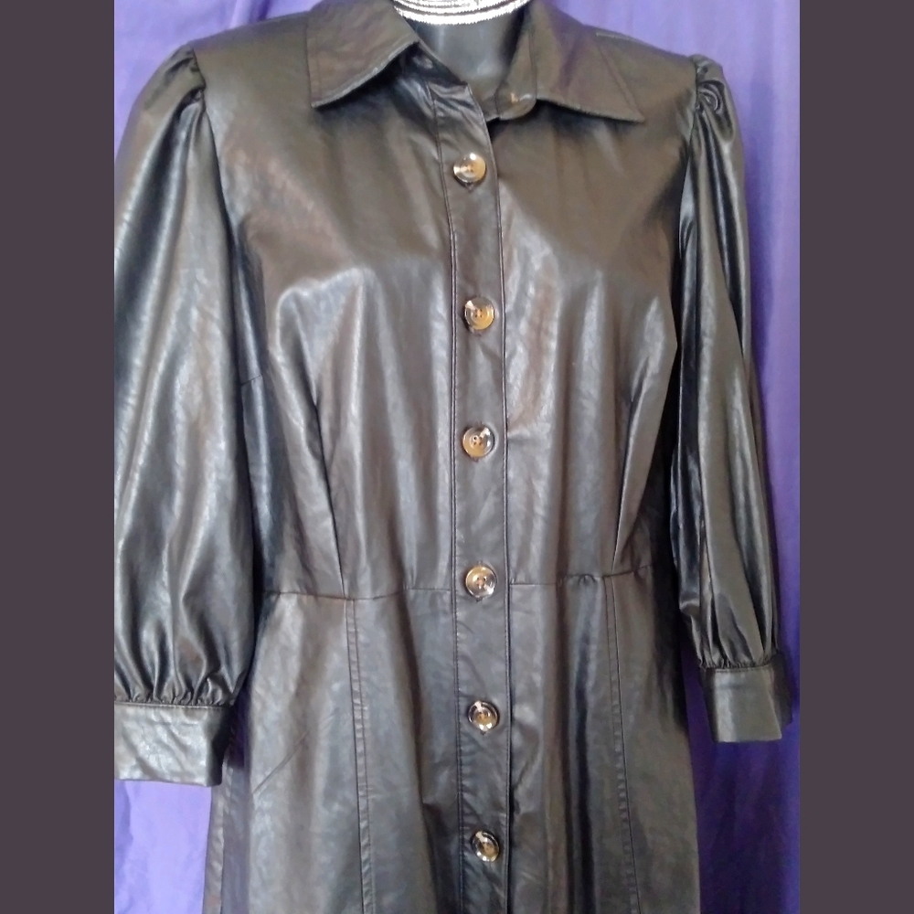 Who What Wear Faux Leather Dress Coat Sz Med